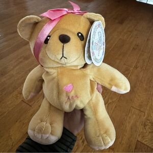 Vintage 1998 Enesco Cherished Teddies Stuffed Bear Pink Bow  LAva 597317